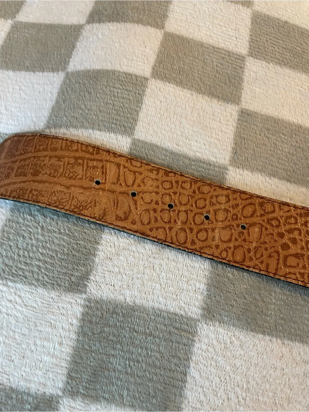 Tan Embossed Leather Statement Belt with Matching Buckle